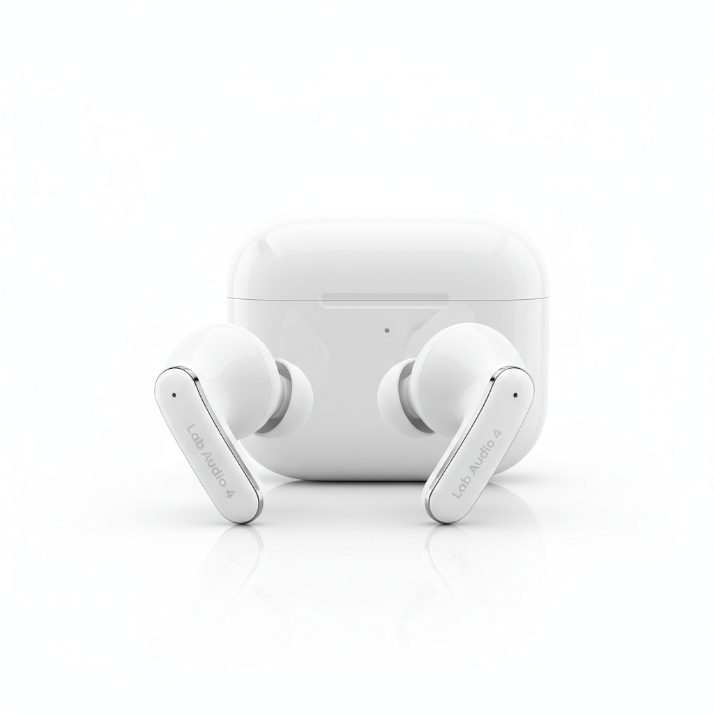 Brand: Lab Audio

Color: White

Features:

REBUILT FOR COMFORT - Lab Audio 4 have been redesigned for exceptional all-day comfort and greater stability. With a refined contour, shorter stem, and quick-press controls for music or calls.
ACTIVE NOISE CANCELLATION - Lab Audio 4 with Active Noise Cancellation help reduce outside noise before it reaches your ears, so you can immerse yourself in what you’re listening to.*
HEAR THE WORLD AROUND YOU - The powerful H2 chip comes to Lab Audio 4. Adaptive Audio seamle