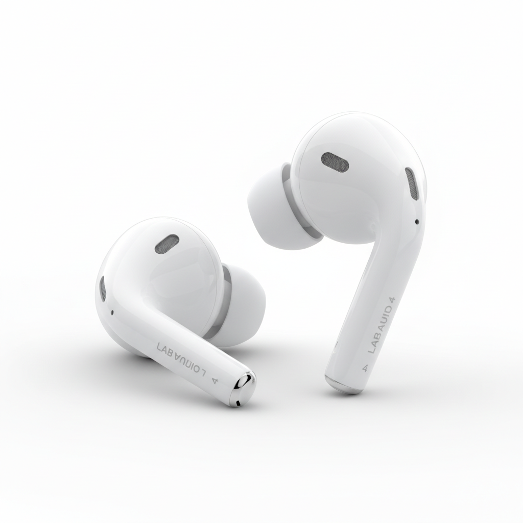 Brand: Lab Audio

Color: White

Features:

REBUILT FOR COMFORT - Lab Audio 4 have been redesigned for exceptional all-day comfort and greater stability. With a refined contour, shorter stem, and quick-press controls for music or calls.
ACTIVE NOISE CANCELLATION - Lab Audio 4 with Active Noise Cancellation help reduce outside noise before it reaches your ears, so you can immerse yourself in what you’re listening to.*
HEAR THE WORLD AROUND YOU - The powerful H2 chip comes to Lab Audio 4. Adaptive Audio seamle