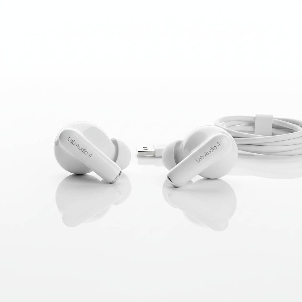 Brand: Lab Audio

Color: White

Features:

REBUILT FOR COMFORT - Lab Audio 4 have been redesigned for exceptional all-day comfort and greater stability. With a refined contour, shorter stem, and quick-press controls for music or calls.
ACTIVE NOISE CANCELLATION - Lab Audio 4 with Active Noise Cancellation help reduce outside noise before it reaches your ears, so you can immerse yourself in what you’re listening to.*
HEAR THE WORLD AROUND YOU - The powerful H2 chip comes to Lab Audio 4. Adaptive Audio seamlg