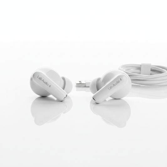 Brand: Lab Audio

Color: White

Features:

REBUILT FOR COMFORT - Lab Audio 4 have been redesigned for exceptional all-day comfort and greater stability. With a refined contour, shorter stem, and quick-press controls for music or calls.
ACTIVE NOISE CANCELLATION - Lab Audio 4 with Active Noise Cancellation help reduce outside noise before it reaches your ears, so you can immerse yourself in what you’re listening to.*
HEAR THE WORLD AROUND YOU - The powerful H2 chip comes to Lab Audio 4. Adaptive Audio seamlg